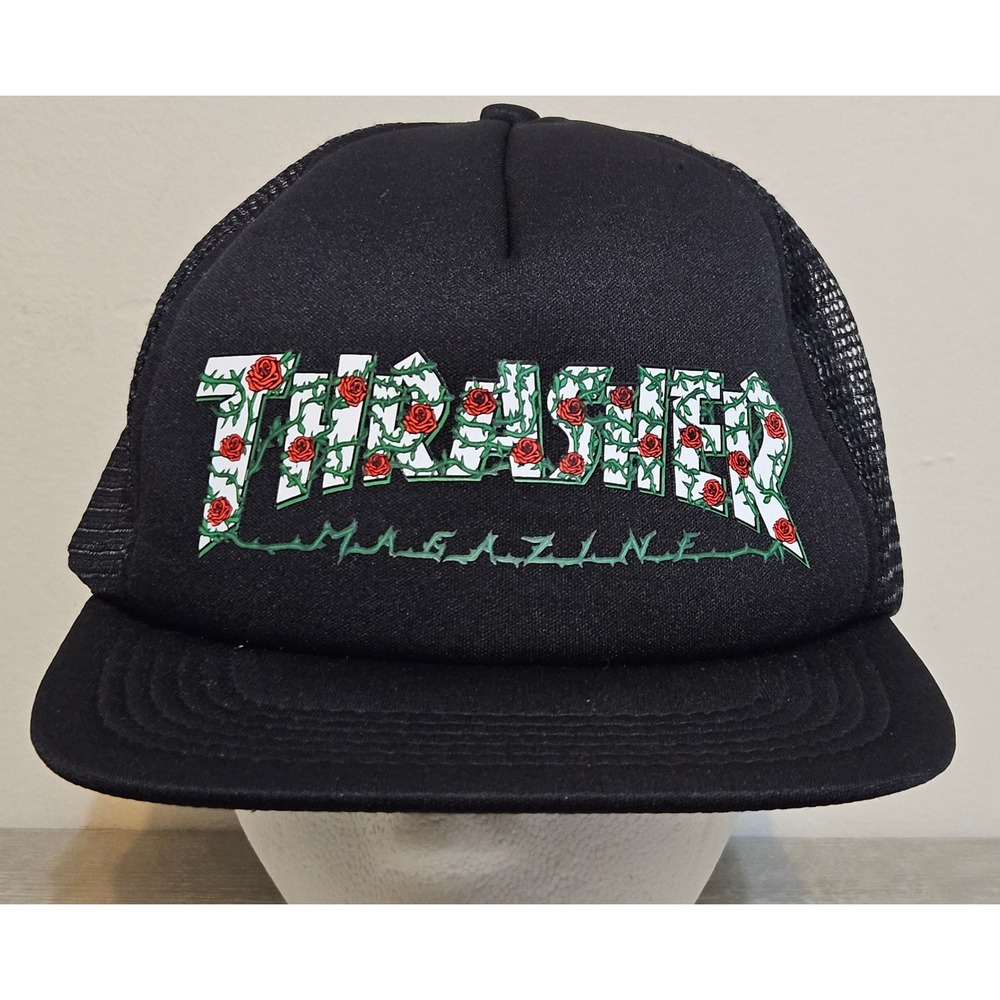 Thrasher Magazine Rose‎ Snap Back Trucker Hat Black
